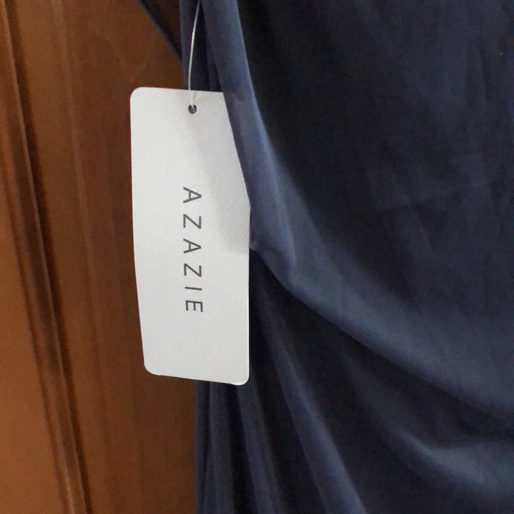 Azazie elegant Blue-Grey Gown, size 10 - Picture 14 of 15